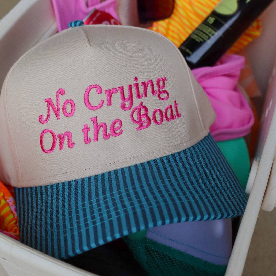 No Crying on the Boat Embroidered Trucker Hat