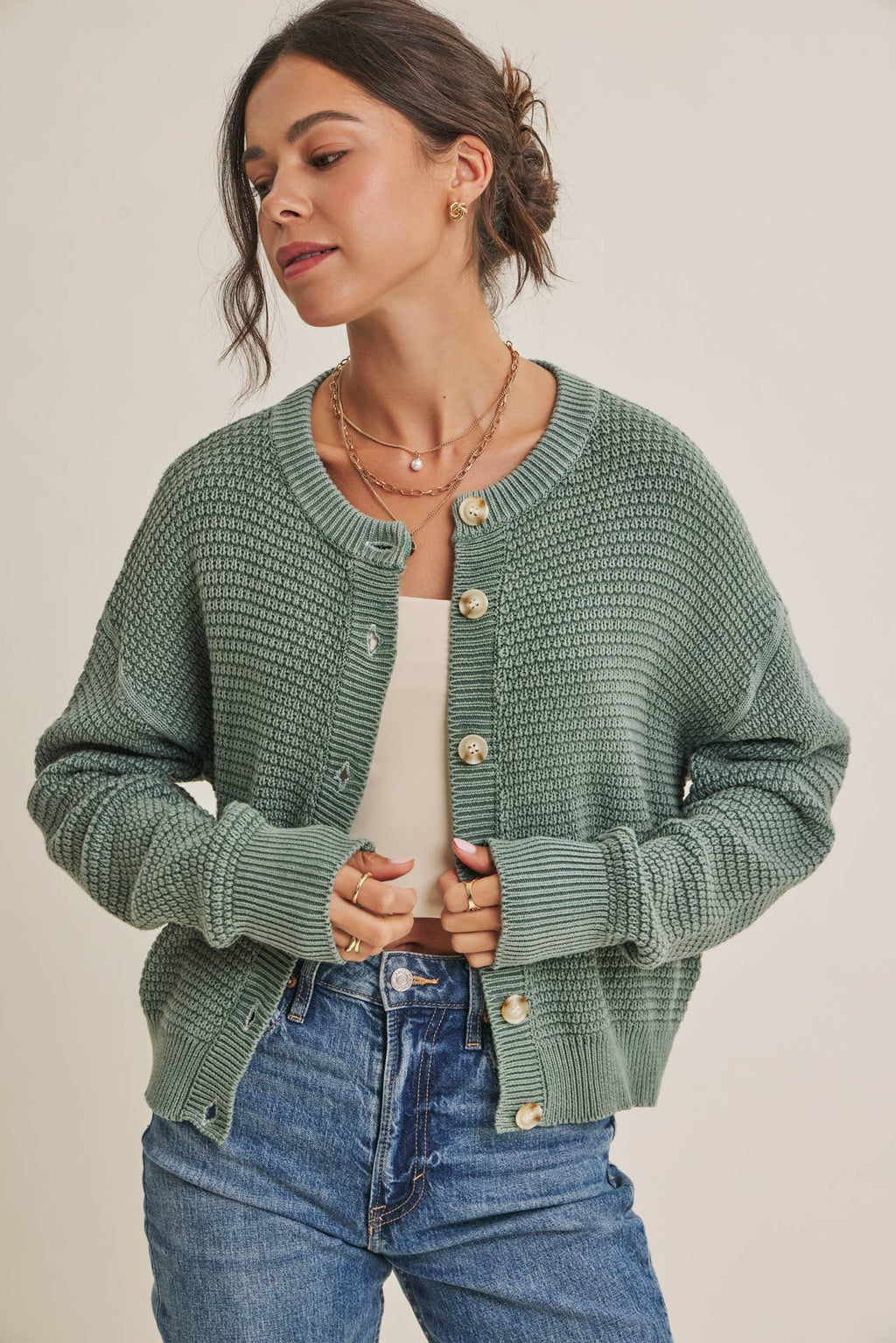 WAFFLE CARDIGAN