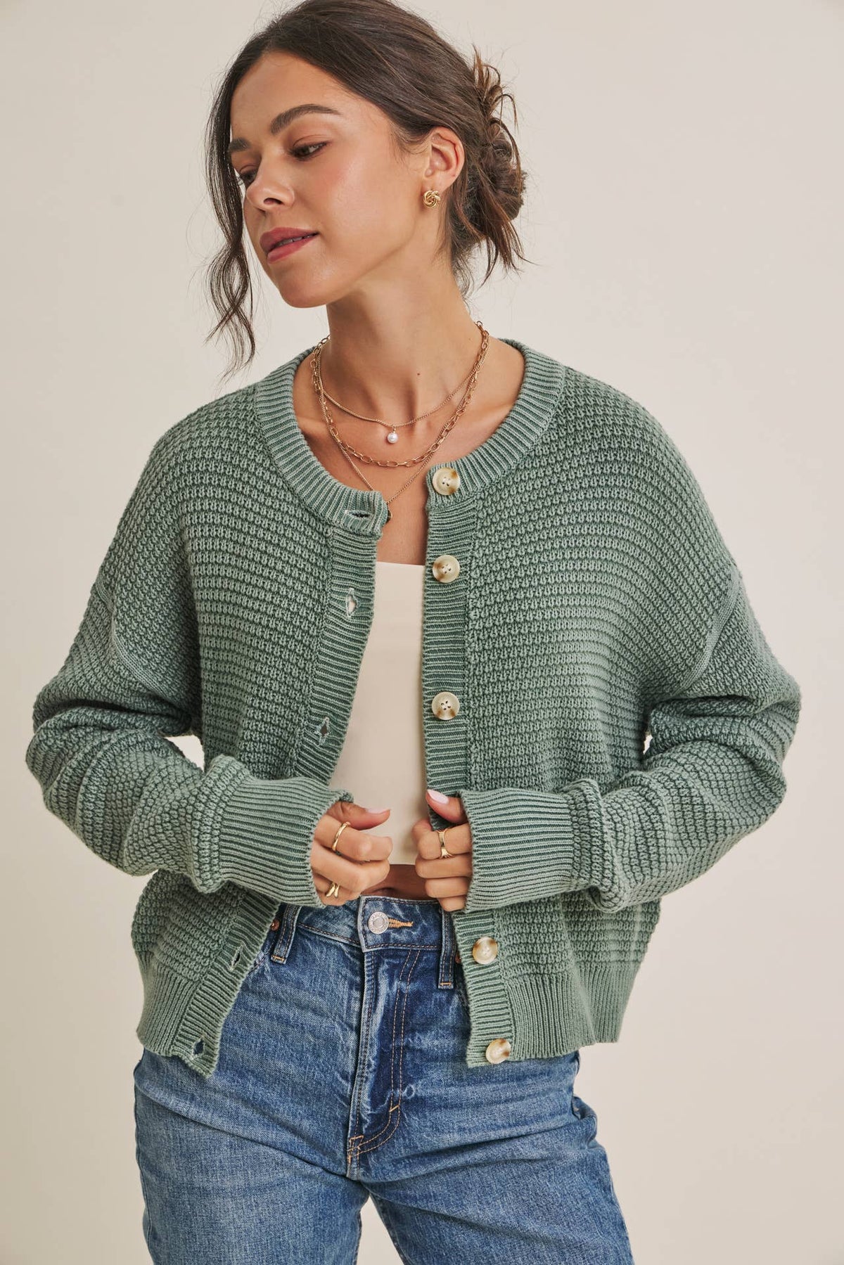WAFFLE CARDIGAN