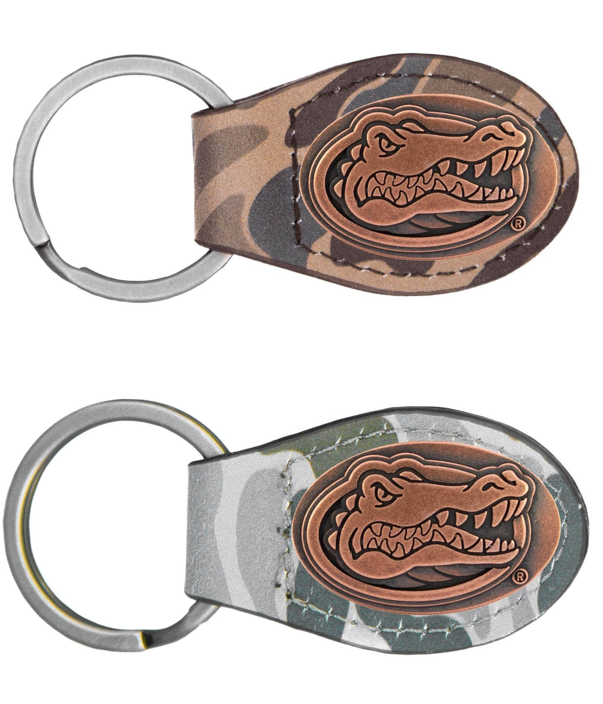 Florida Gators Oval Camo Leather Key Fob.