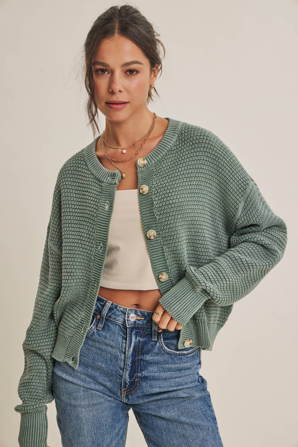 WAFFLE CARDIGAN