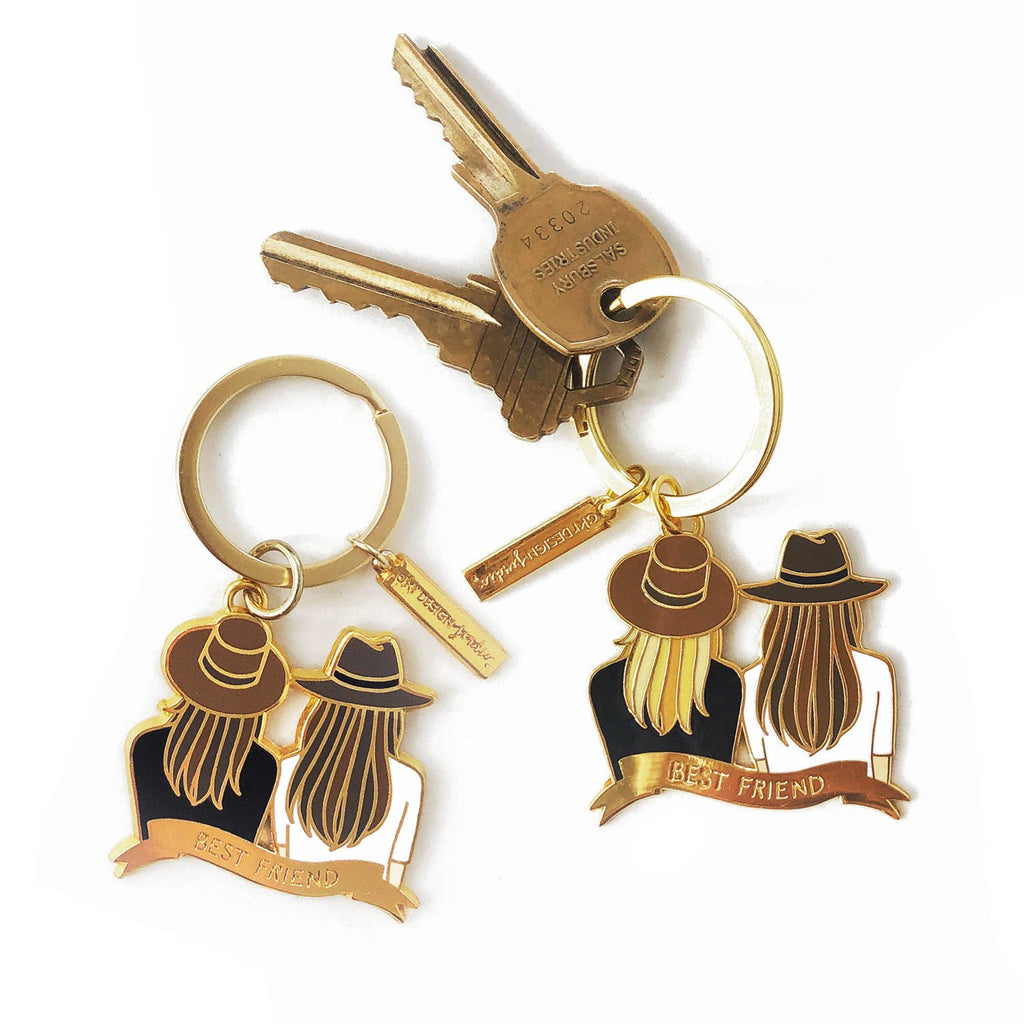 Best Friend Keychain - Brown & Brown Hair