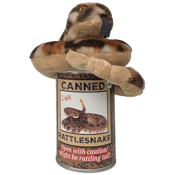 Ziggy the Canned Rattlesnake Stuffed Plush w/Funny Jokes