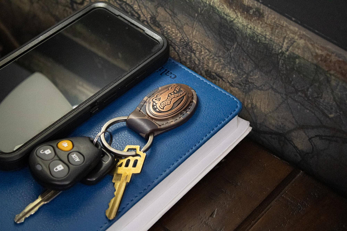 Florida Gators Oval Camo Leather Key Fob.