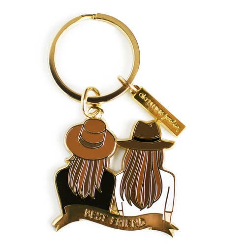 Best Friend Keychain - Brown & Brown Hair