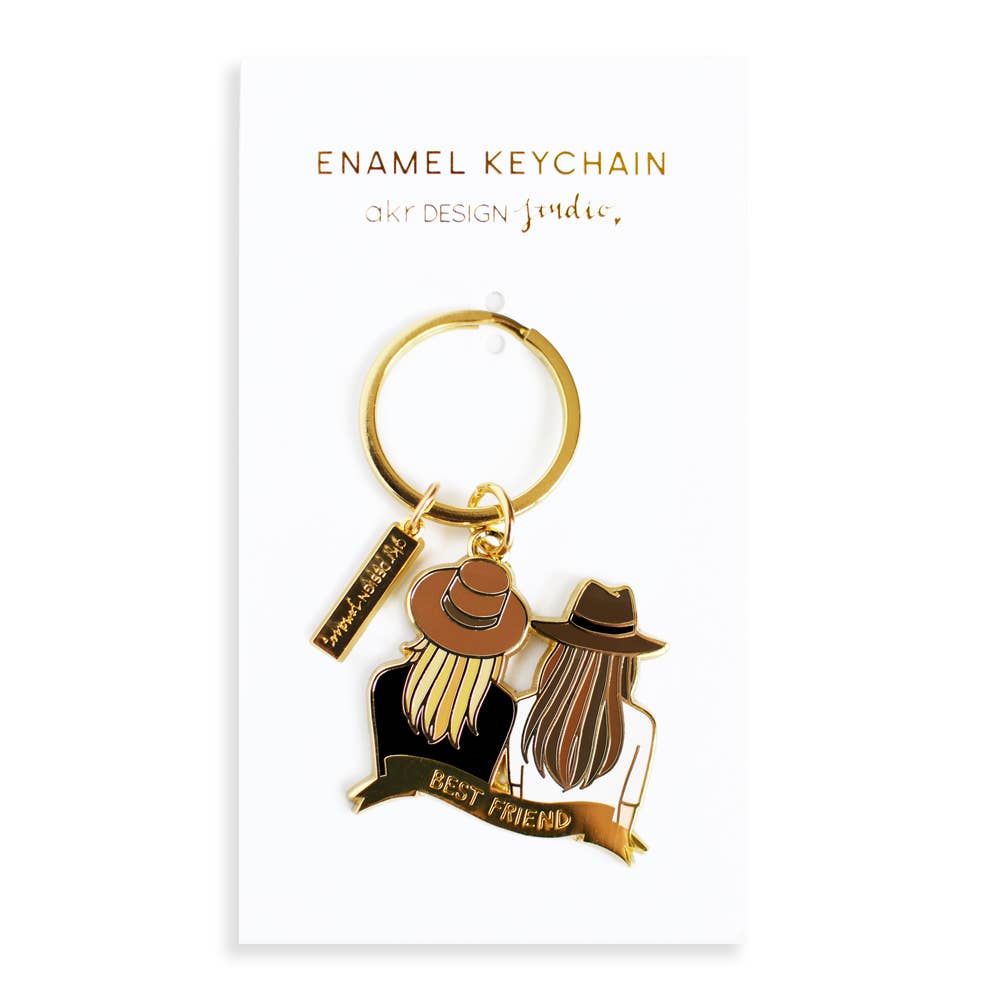 Best Friend Keychain - Blonde & Brown Hair