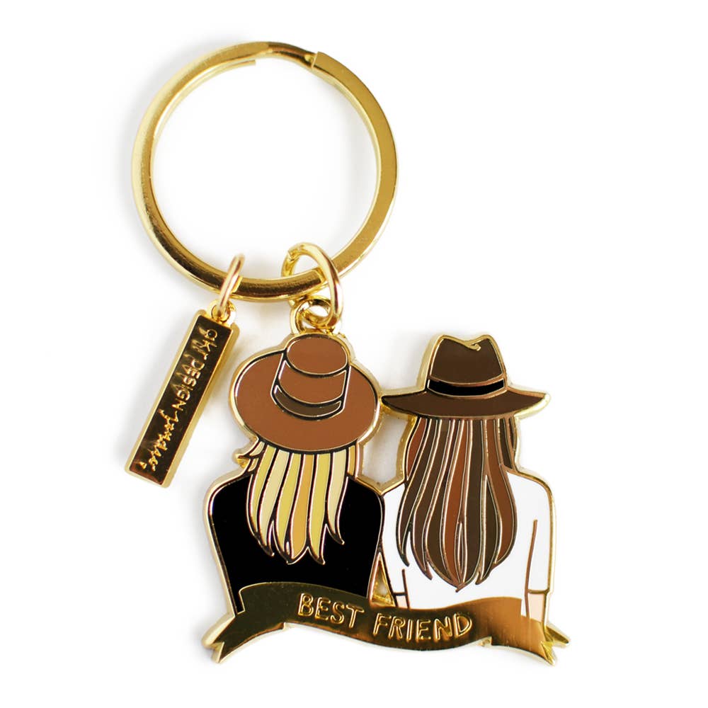 Best Friend Keychain - Blonde & Brown Hair