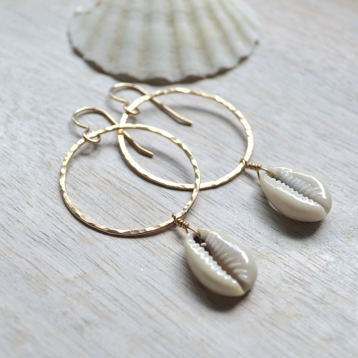 Cowrie Shell Hoops