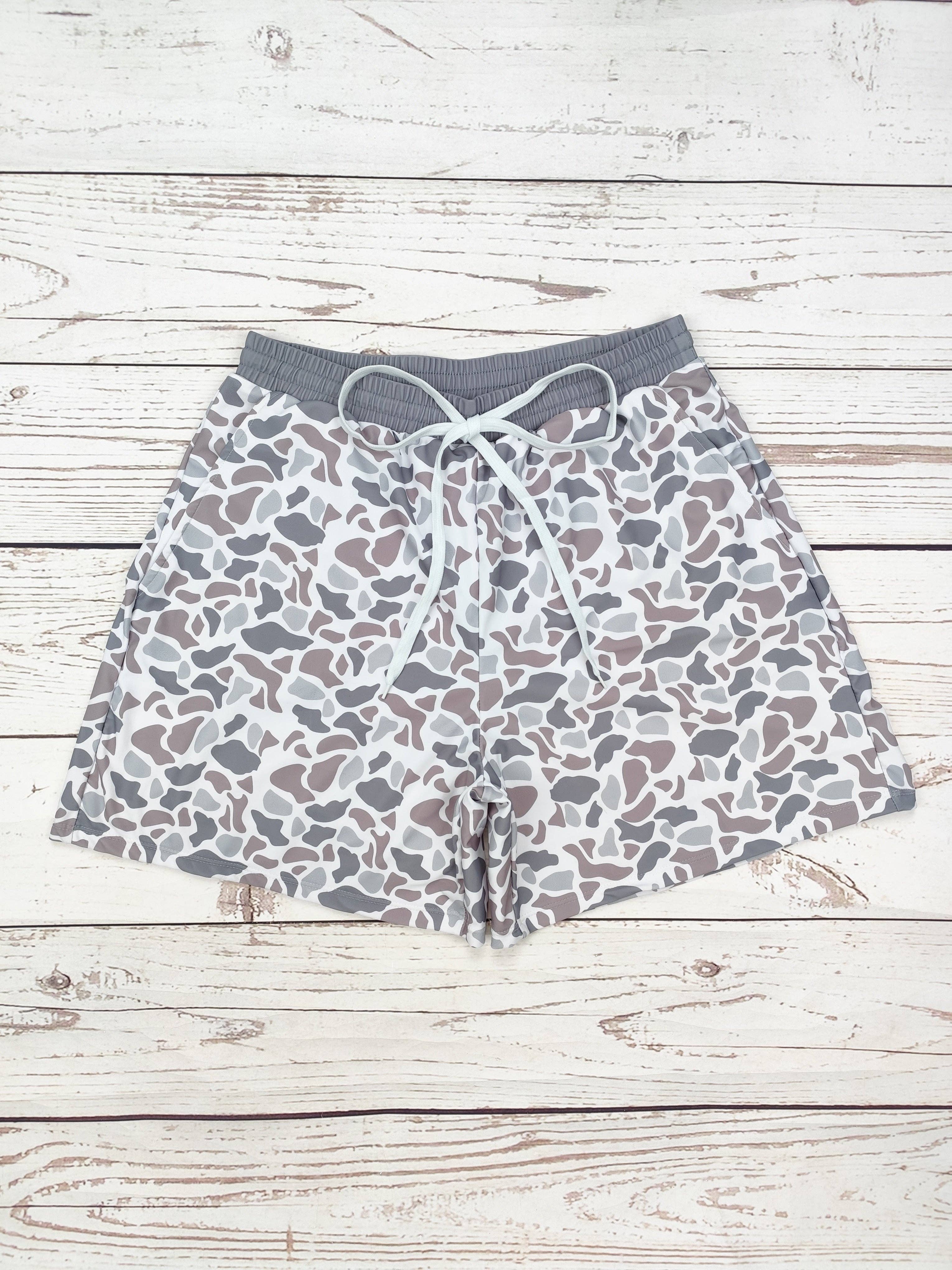 Grey Camo Swim Trunks