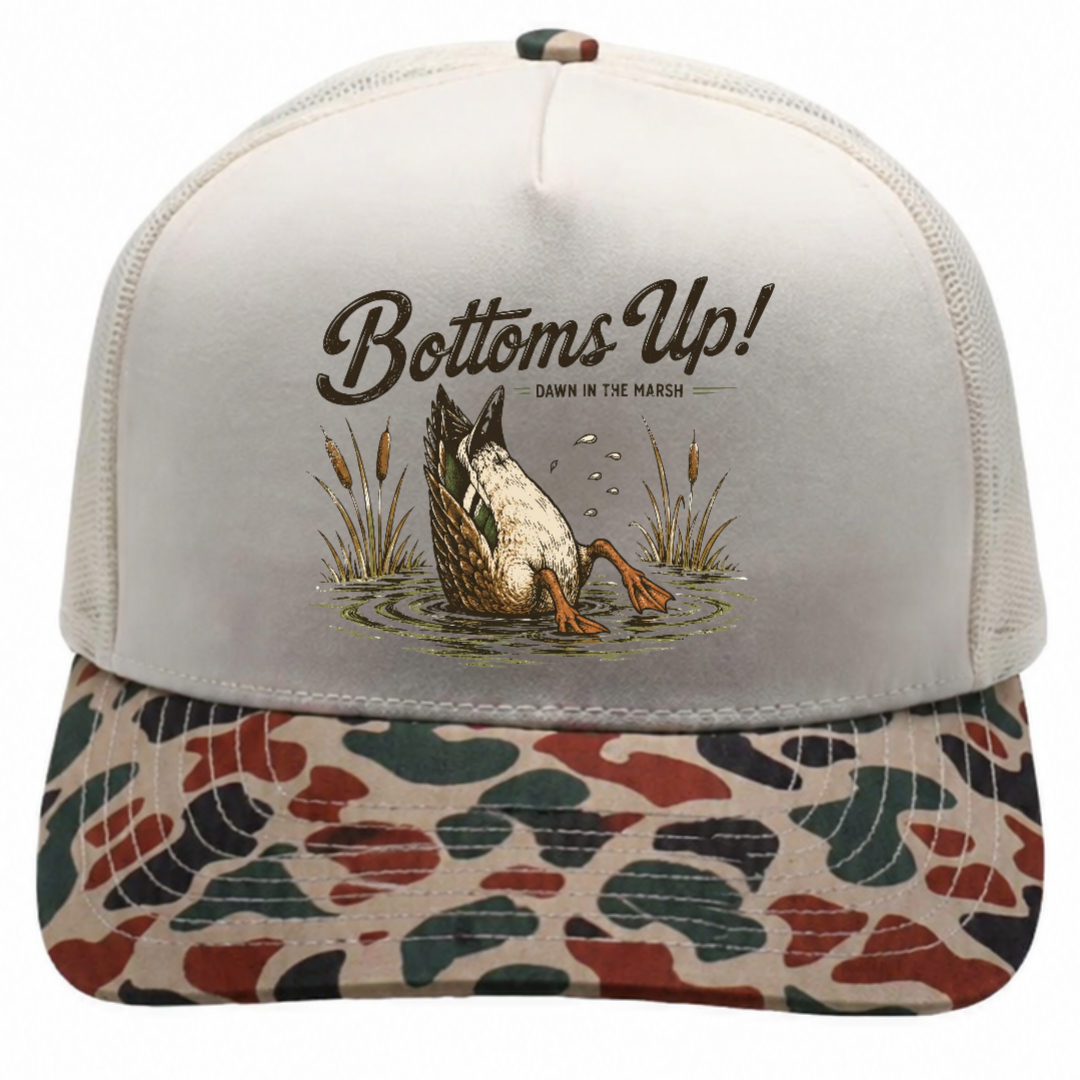 Bottom's Up Canvas Camo Trucker Hat Duck