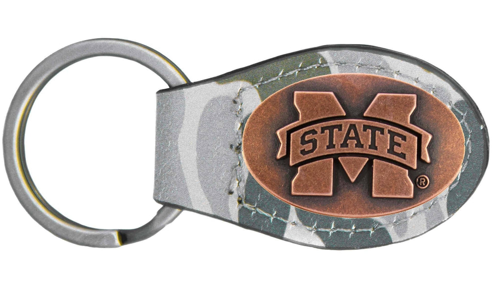 Mississippi State Bulldogs Oval Camo Leather Key Fob.