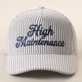 High Maintenance Embroidered Stripe Pattern Trucker Hat