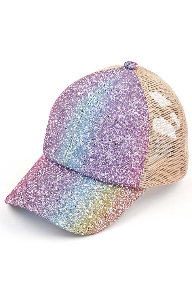 Kids Glitter Criss-Cross Pony Cap