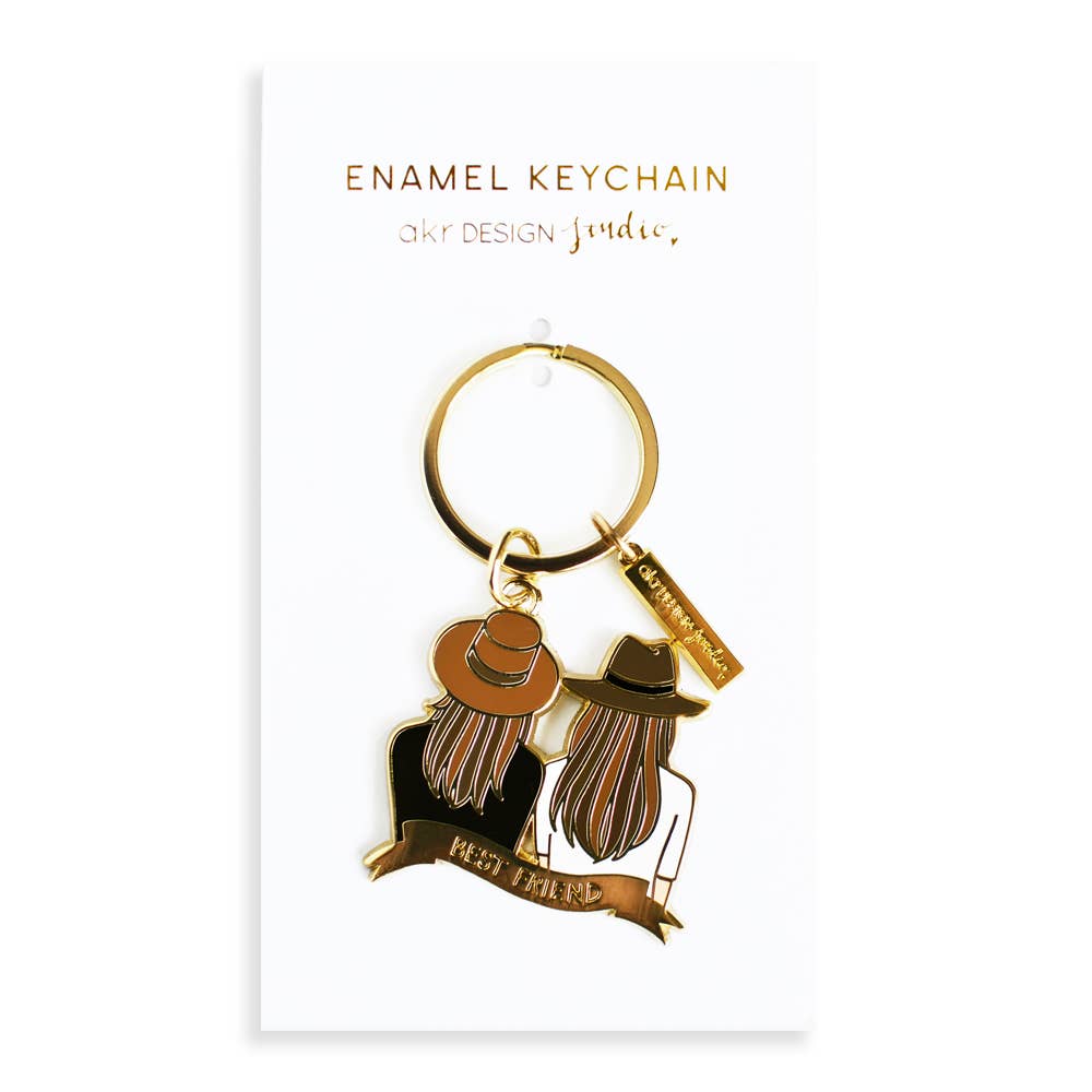 Best Friend Keychain - Brown & Brown Hair