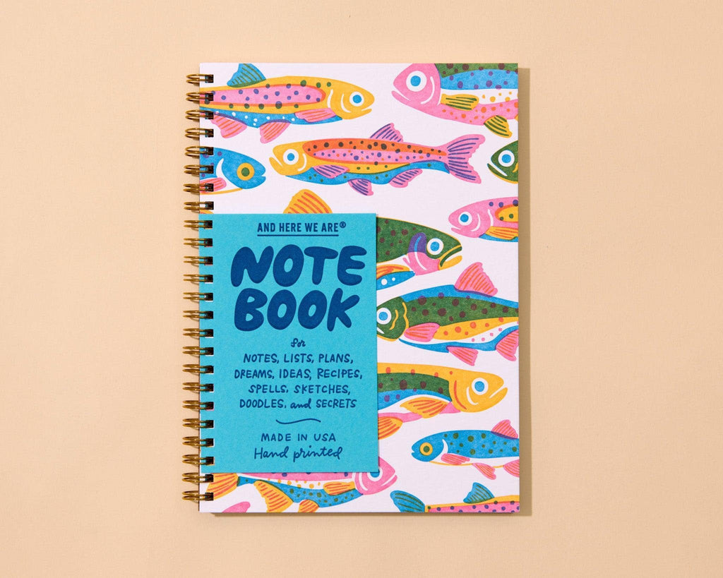 Letterpress A5 Spiral Notebook (Lined)—Rainbow Trout