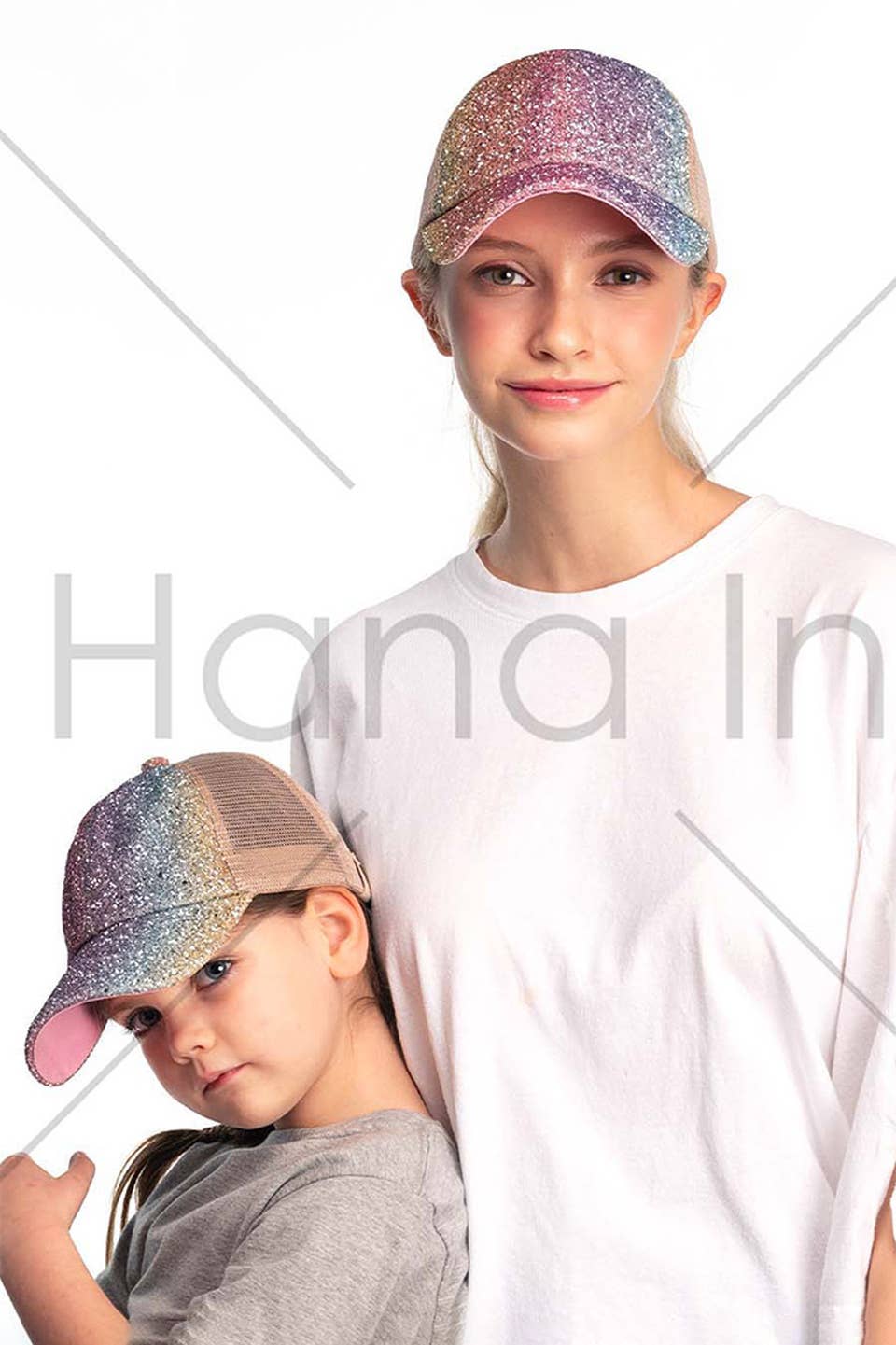 Kids Glitter Criss-Cross Pony Cap