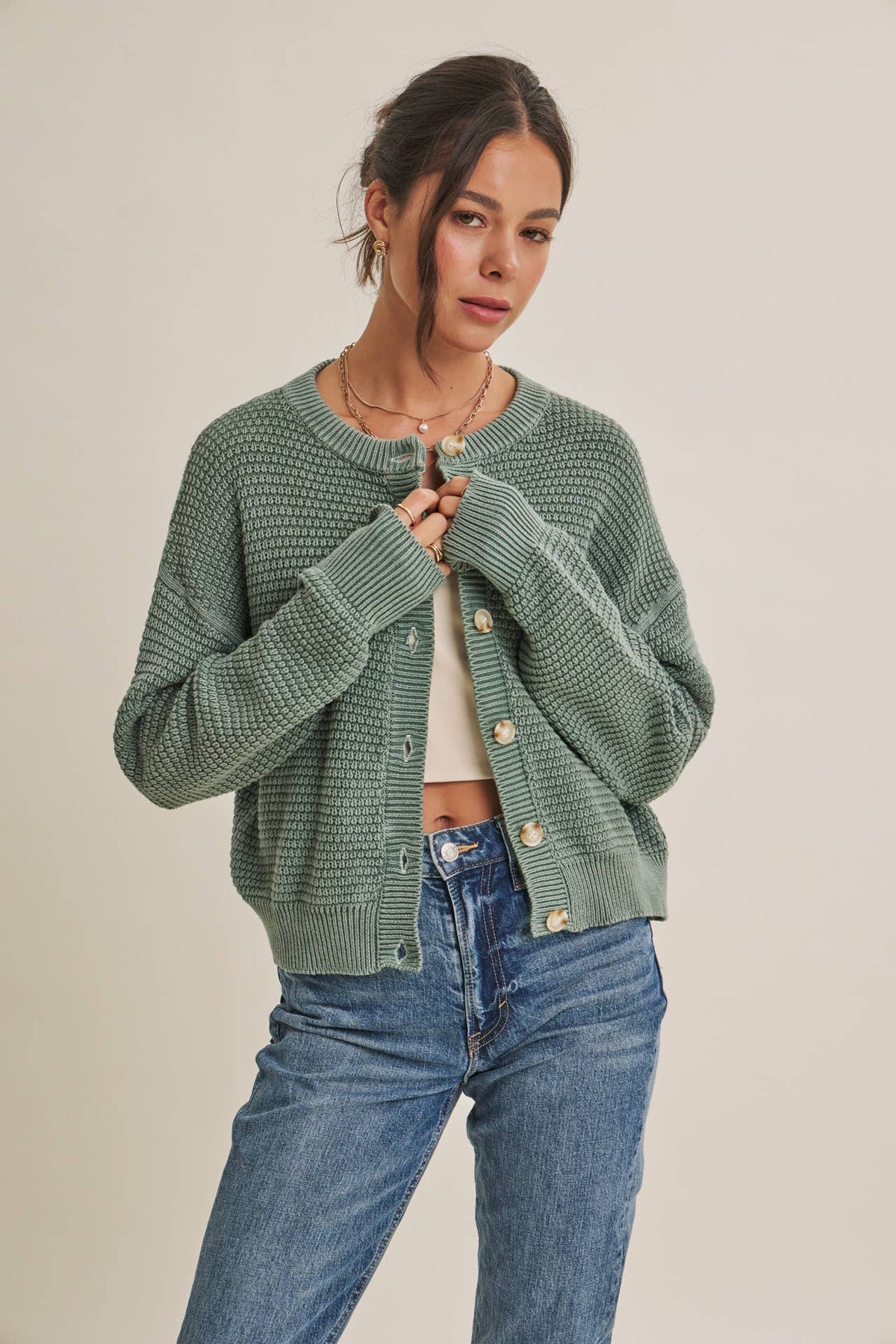 WAFFLE CARDIGAN