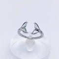 Inlaid Shell Fishtail Stainless Steel Ring