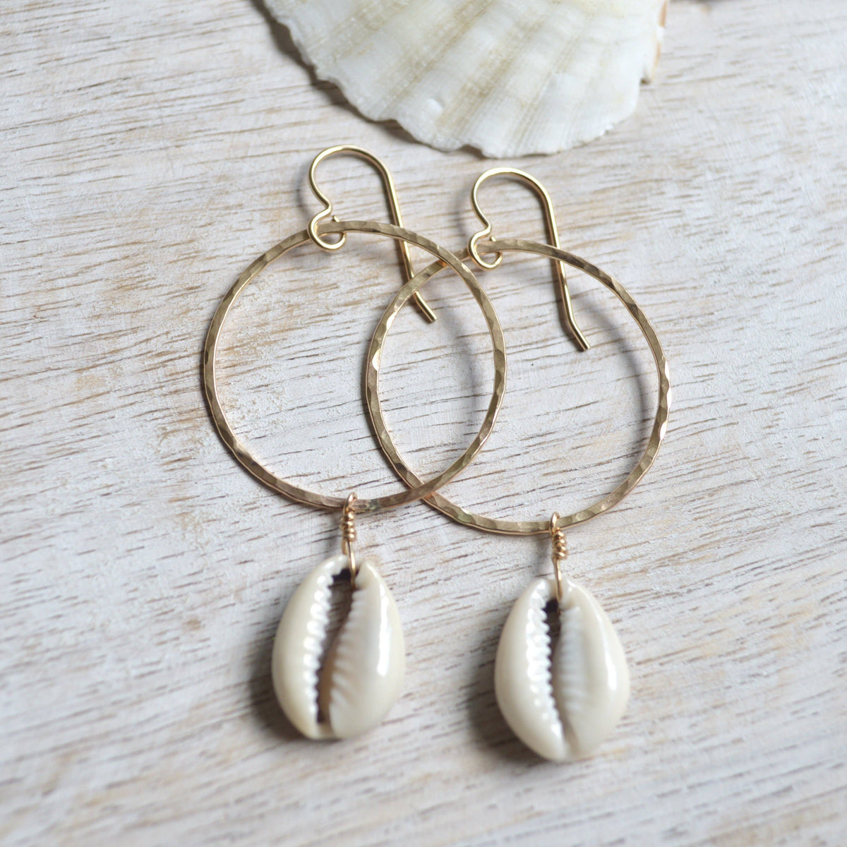 Cowrie Shell Hoops