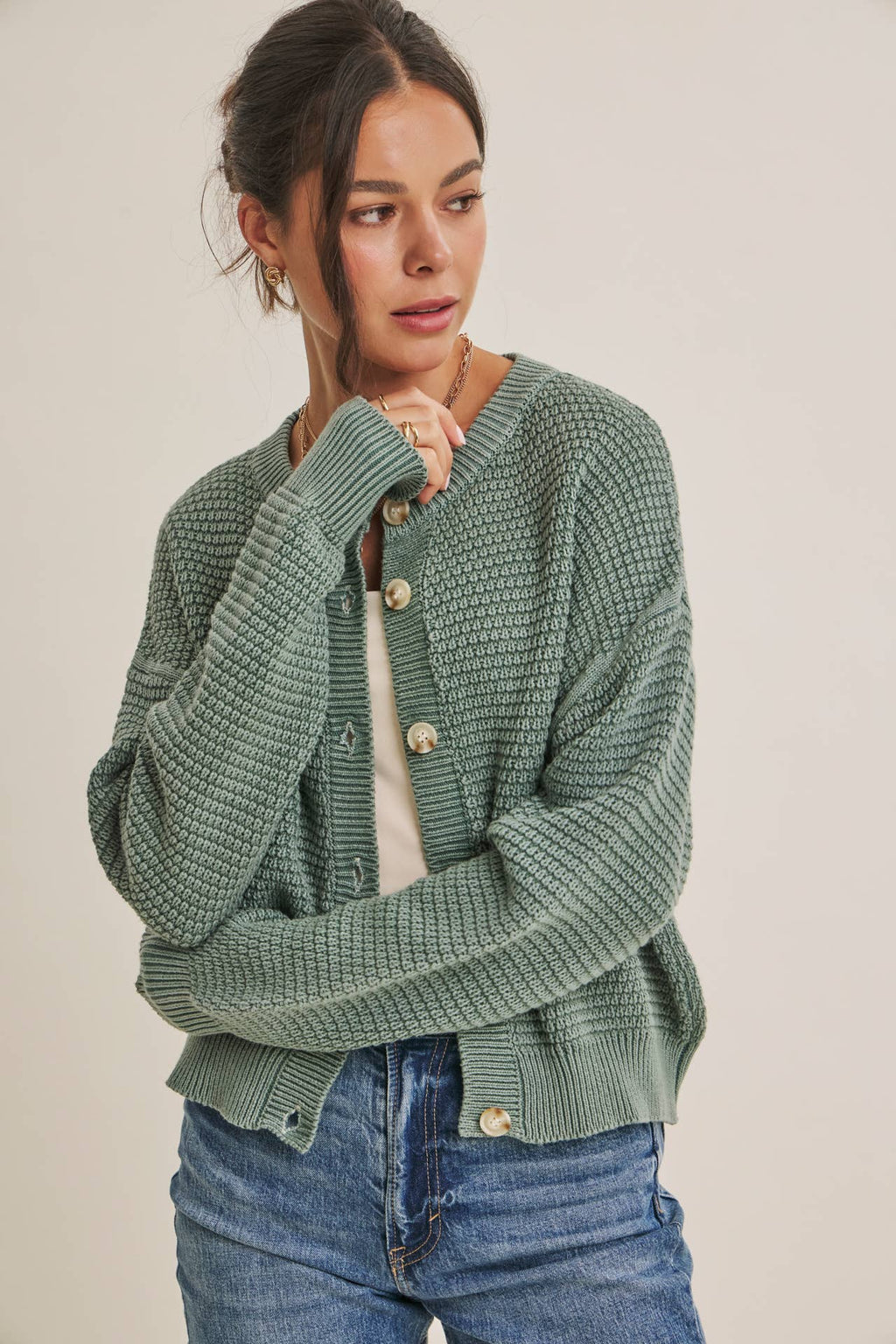 WAFFLE CARDIGAN