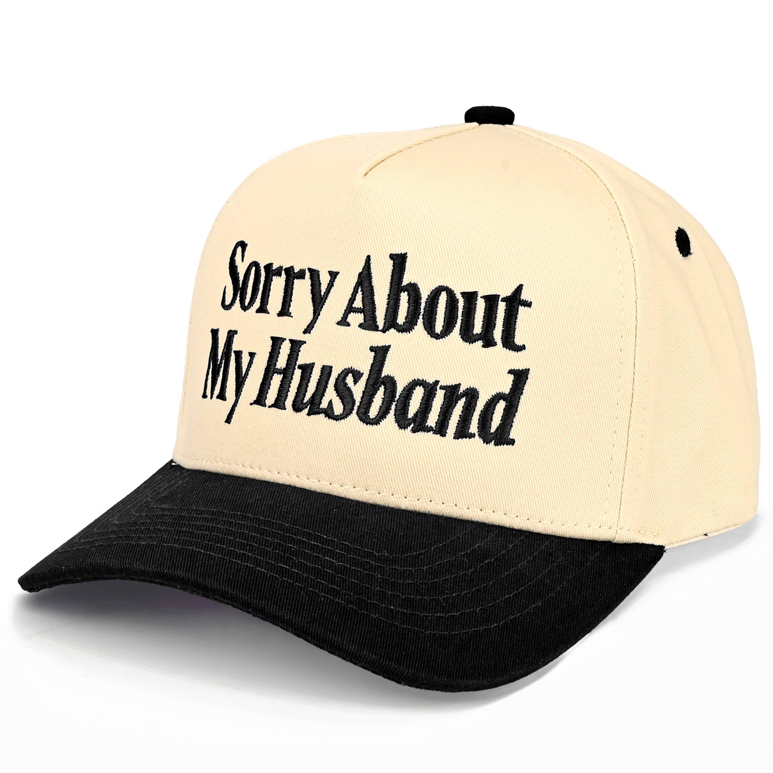 SORRY ABOUT MY HUSBAND Letter Two Tone Trucker Hat