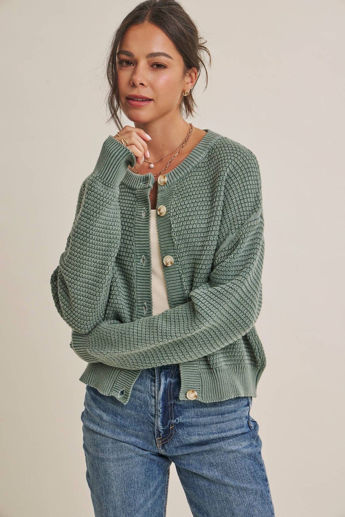 WAFFLE CARDIGAN