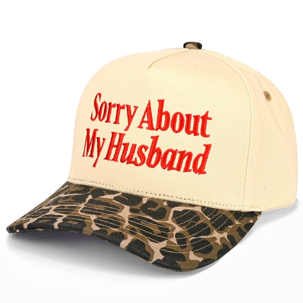 SORRY ABOUT MY HUSBAND Letter Two Tone Trucker Hat