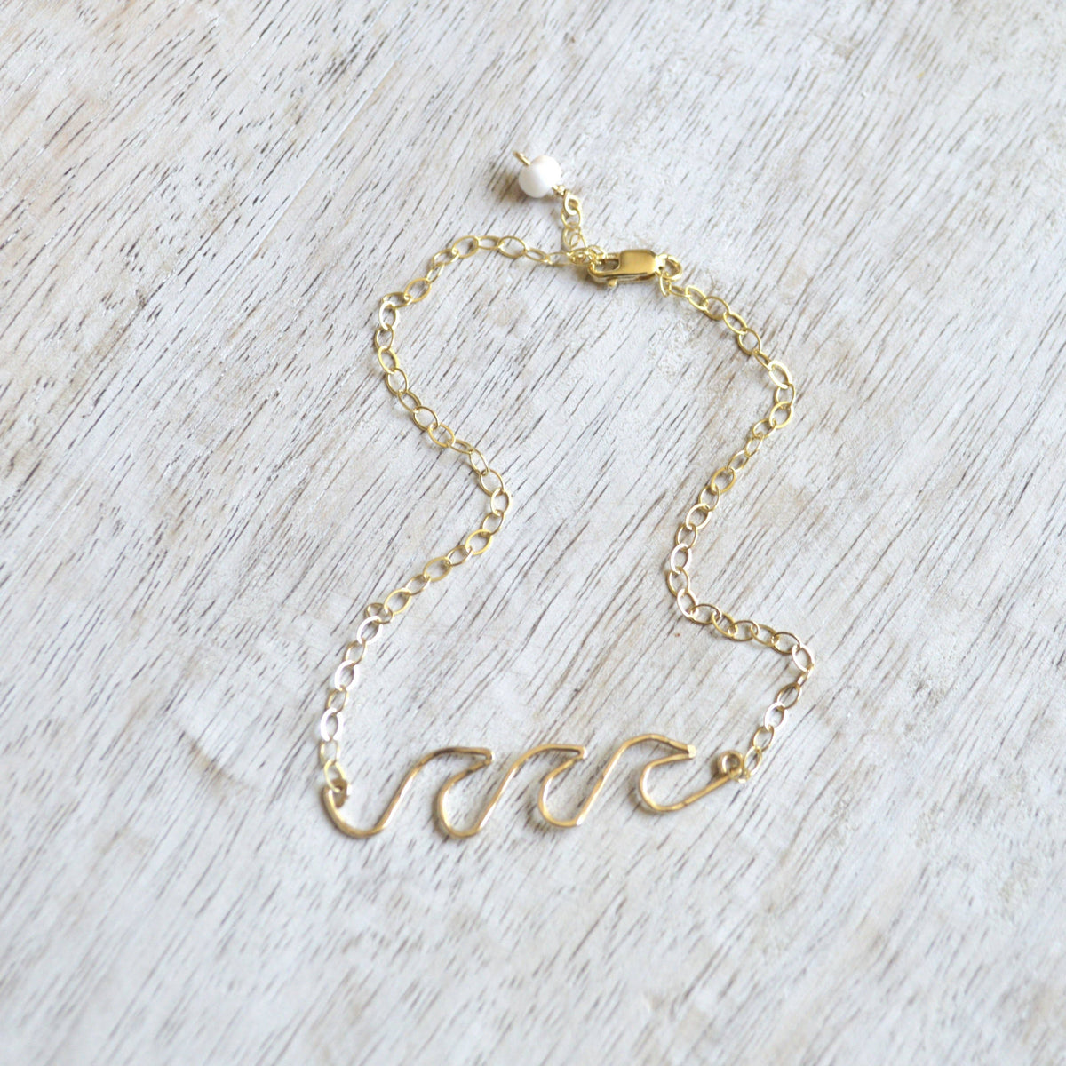 Triple Ocean Wave Anklet in Gold