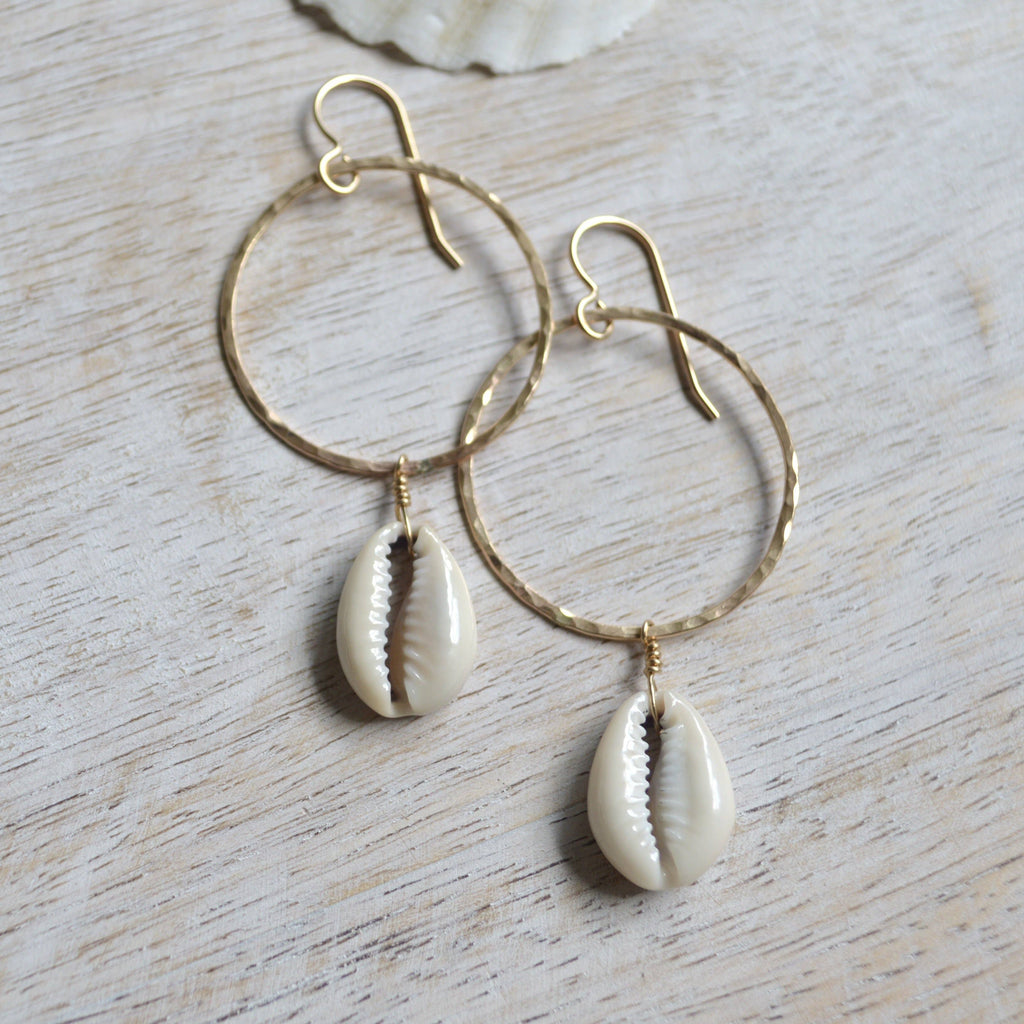 Cowrie Shell Hoops