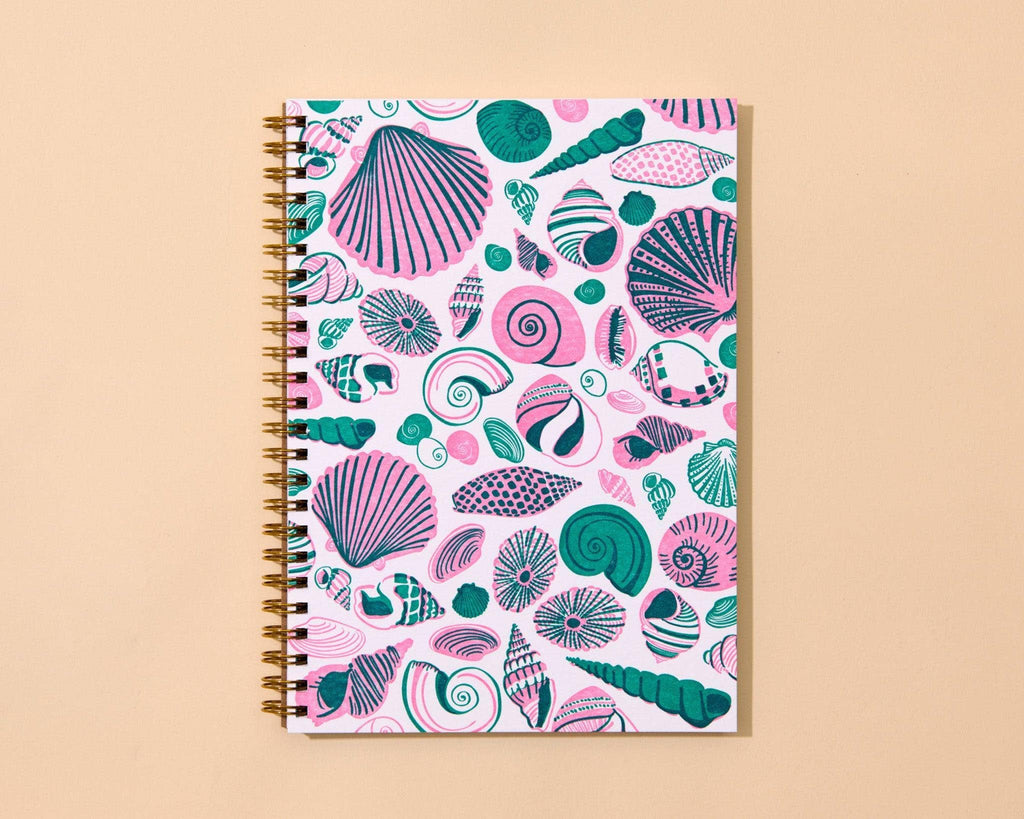 Letterpress A5 Spiral Notebook (Lined)—Seashells