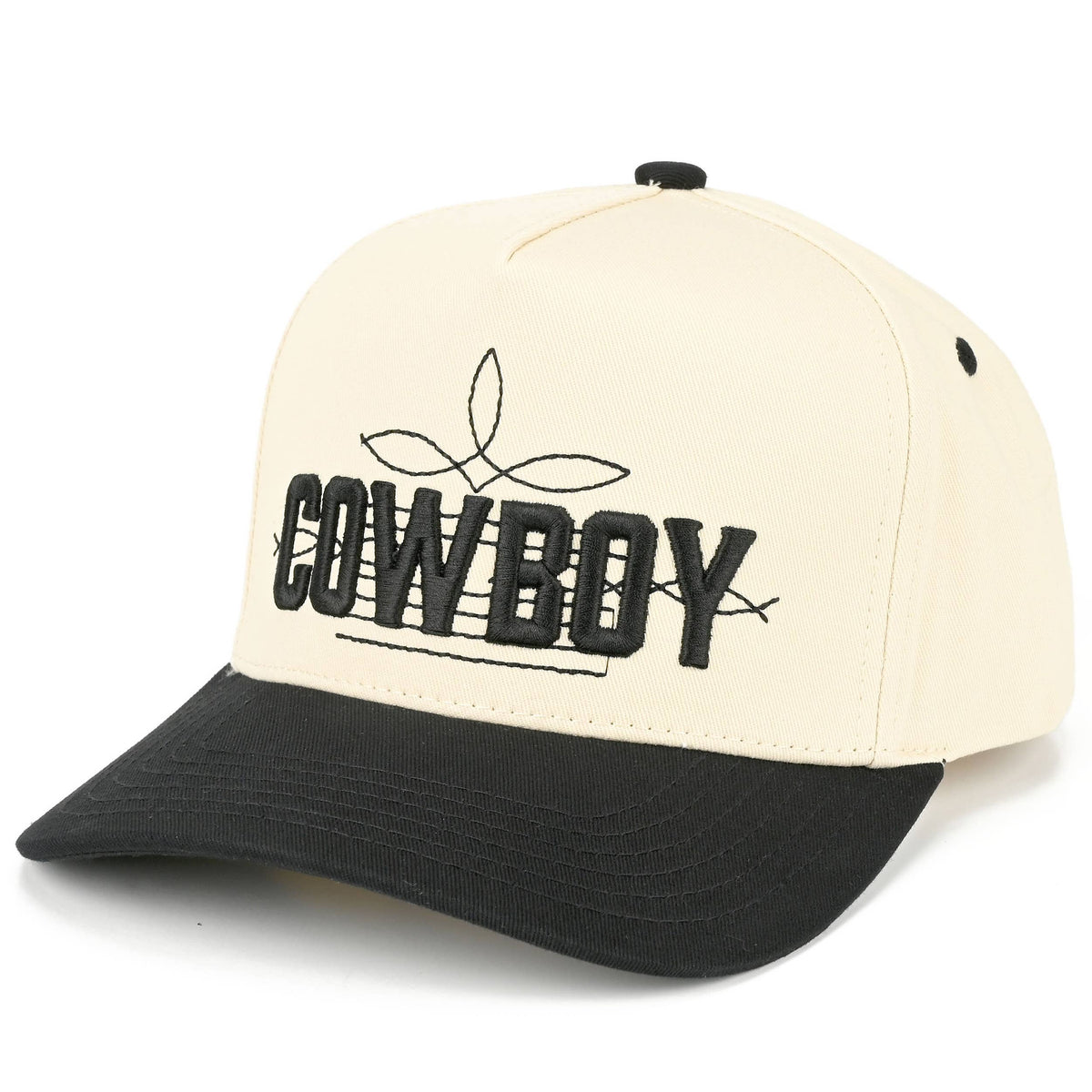 C.C COWBOY Letter Embroidered on Two Tone Trucker Hat
