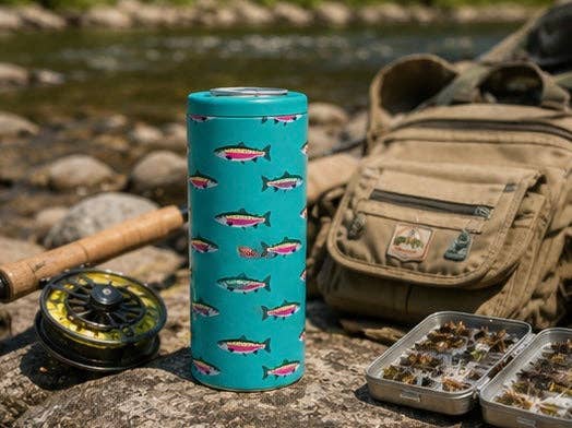 Hard Cooling Can in Teal Rainbow Trout
