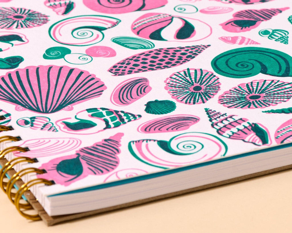 Letterpress A5 Spiral Notebook (Lined)—Seashells