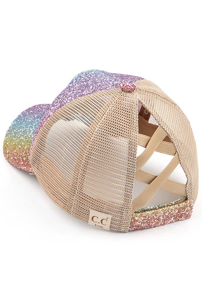 Kids Glitter Criss-Cross Pony Cap