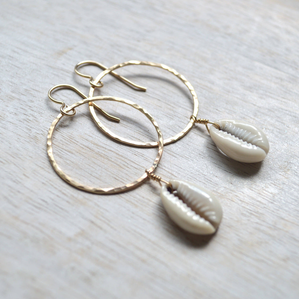 Cowrie Shell Hoops