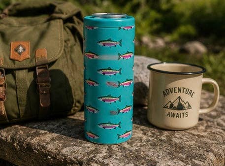 Hard Cooling Can in Teal Rainbow Trout