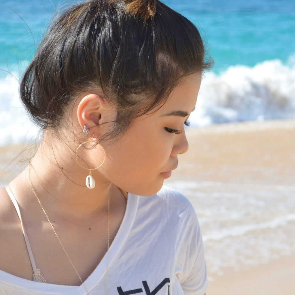 Cowrie Shell Hoops