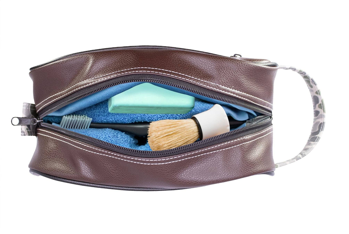 Lab Brown Pebble Old School Camo Men's Toiletry Dopp Bag.