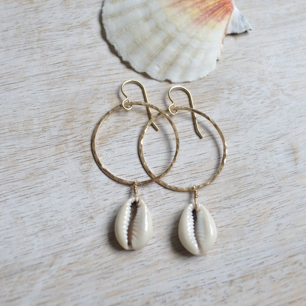 Cowrie Shell Hoops