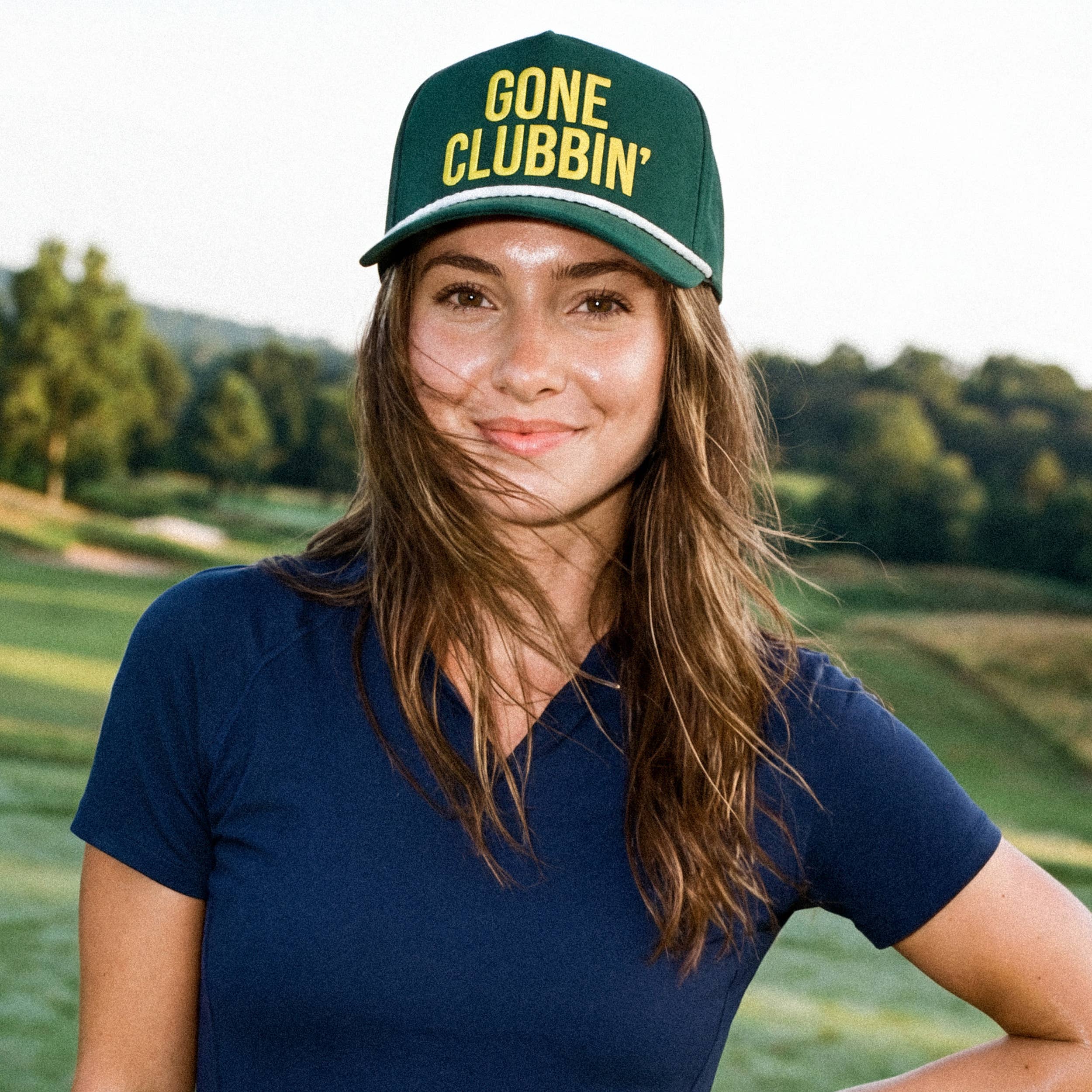 GONE CLUBBIN' Letter with Rope Trucker Hat