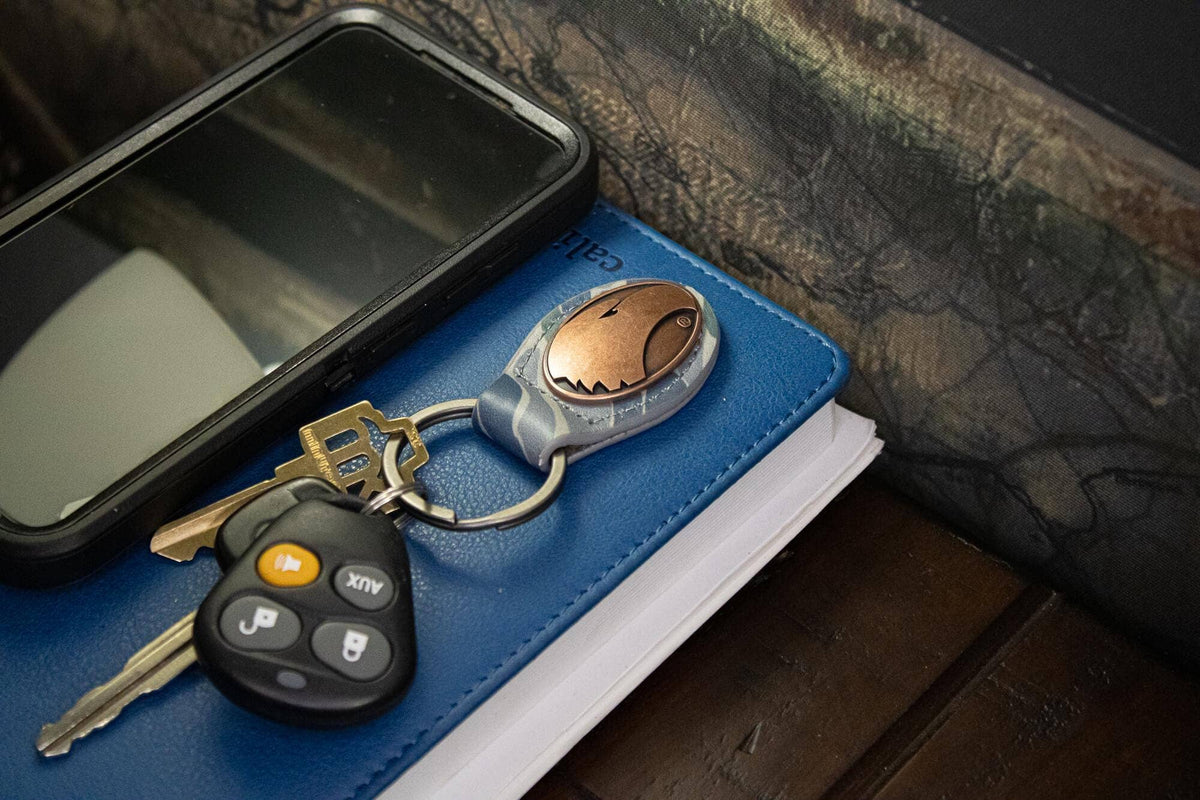 Georgia Southern Eagles Oval Camo Leather Key Fob.