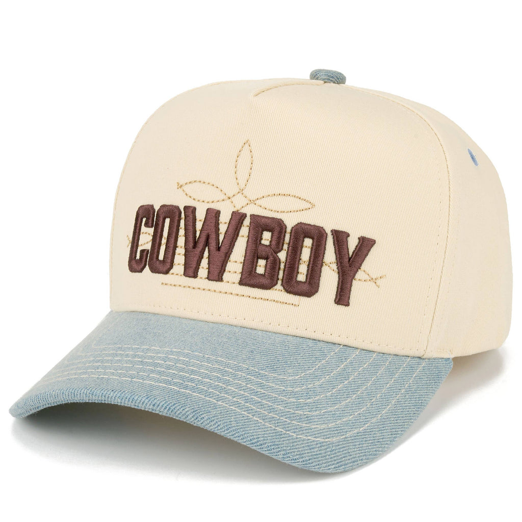 C.C COWBOY Letter Embroidered on Two Tone Trucker Hat