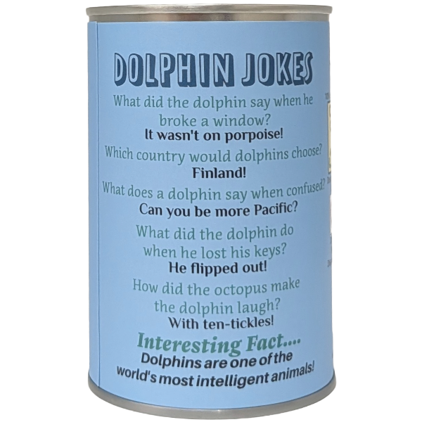 Flip the Canned Dolphin | Stuffed Animal Plush w/Jokes |Gift