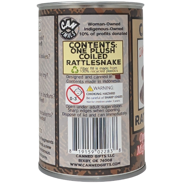 Ziggy the Canned Rattlesnake Stuffed Plush w/Funny Jokes