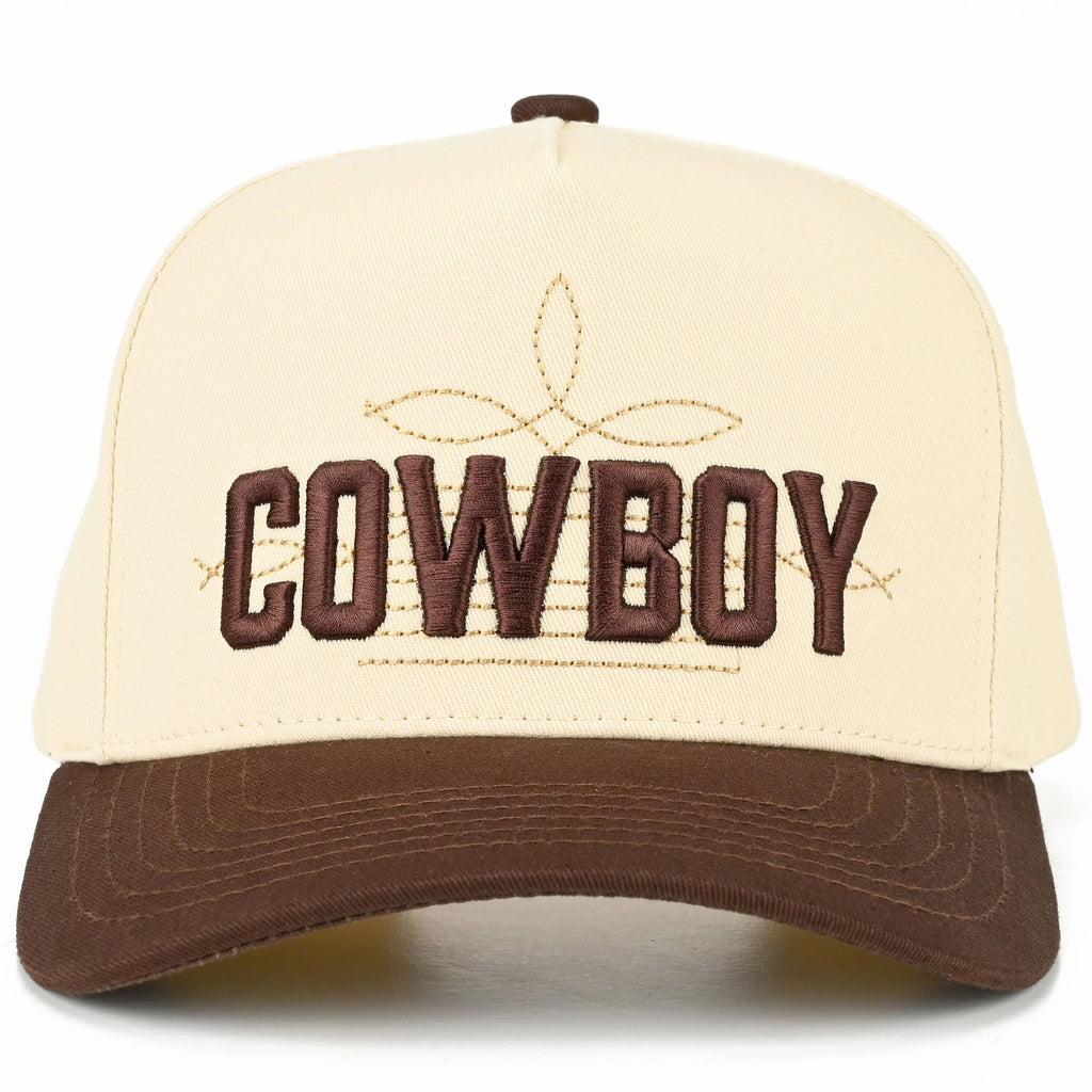 C.C COWBOY Letter Embroidered on Two Tone Trucker Hat
