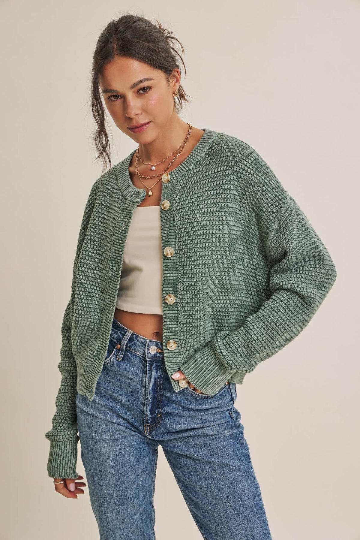WAFFLE CARDIGAN