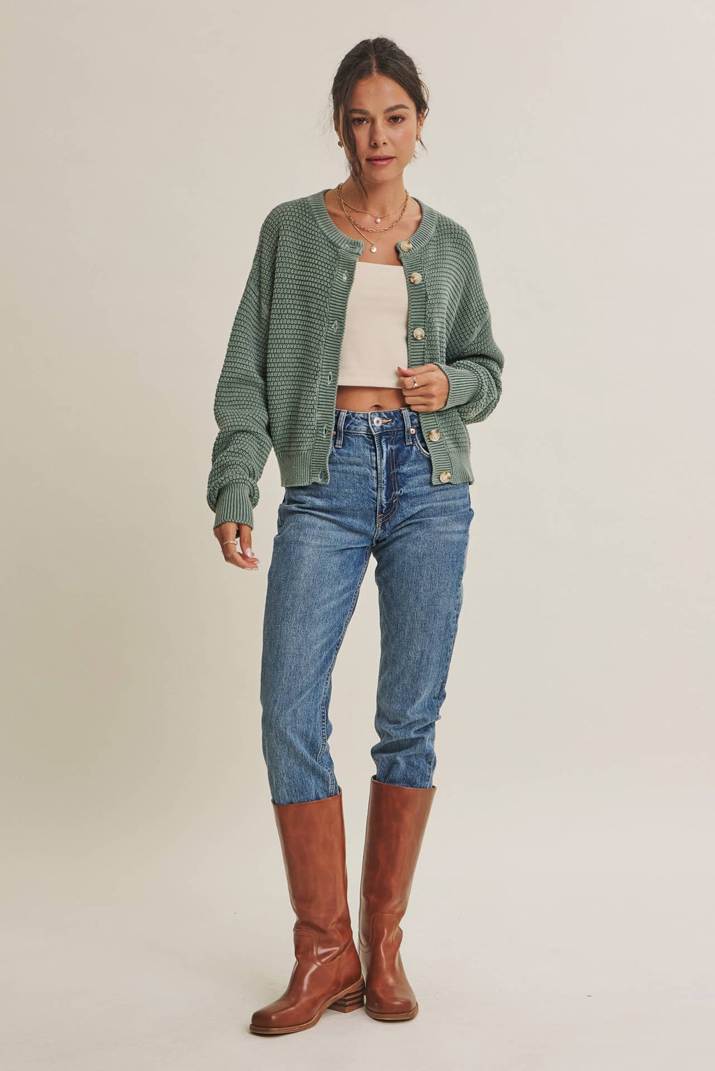 WAFFLE CARDIGAN