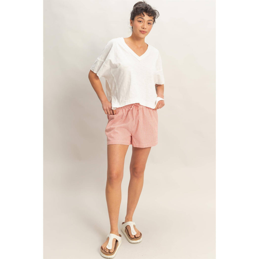 Striped Drawstring Shorts