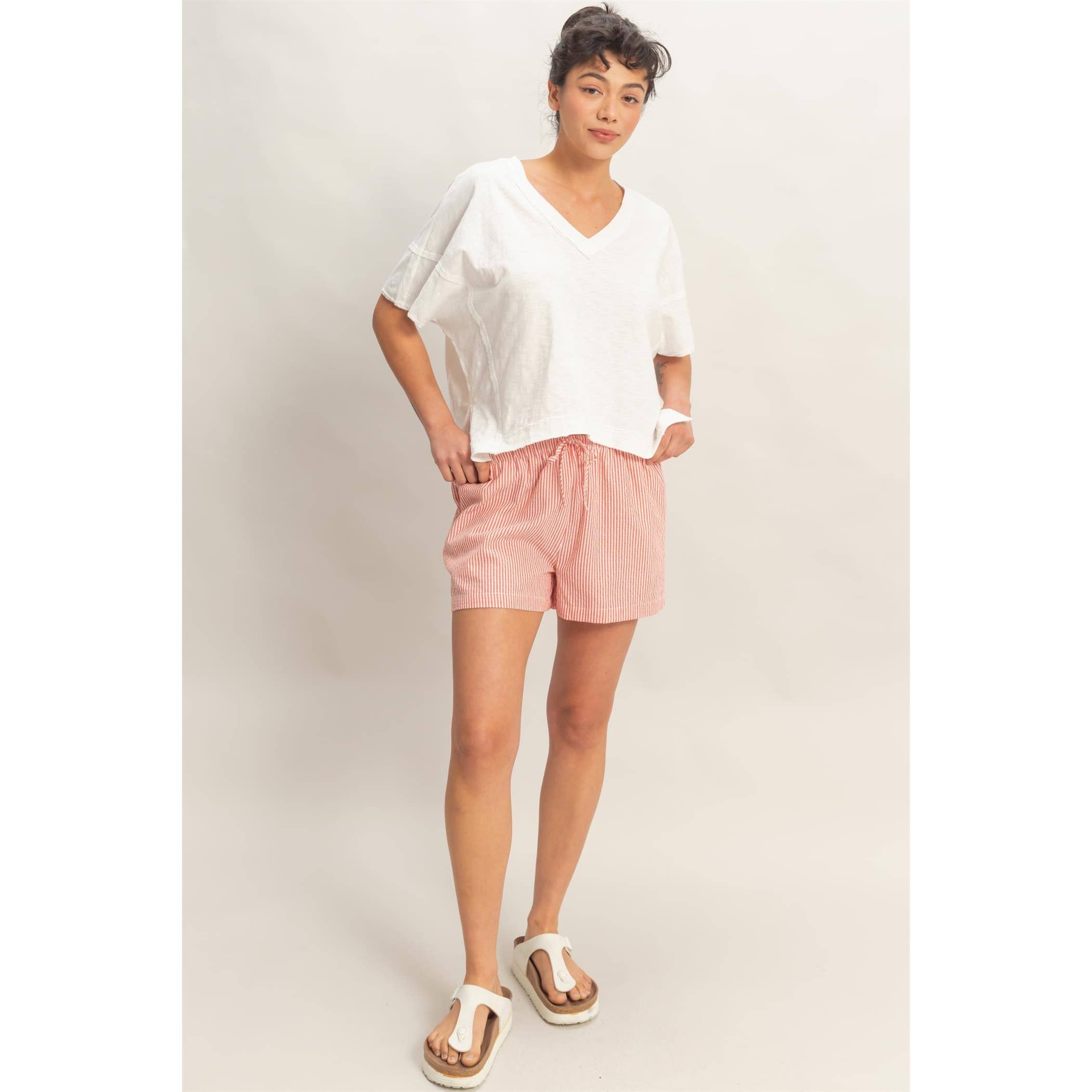 Striped Drawstring Shorts