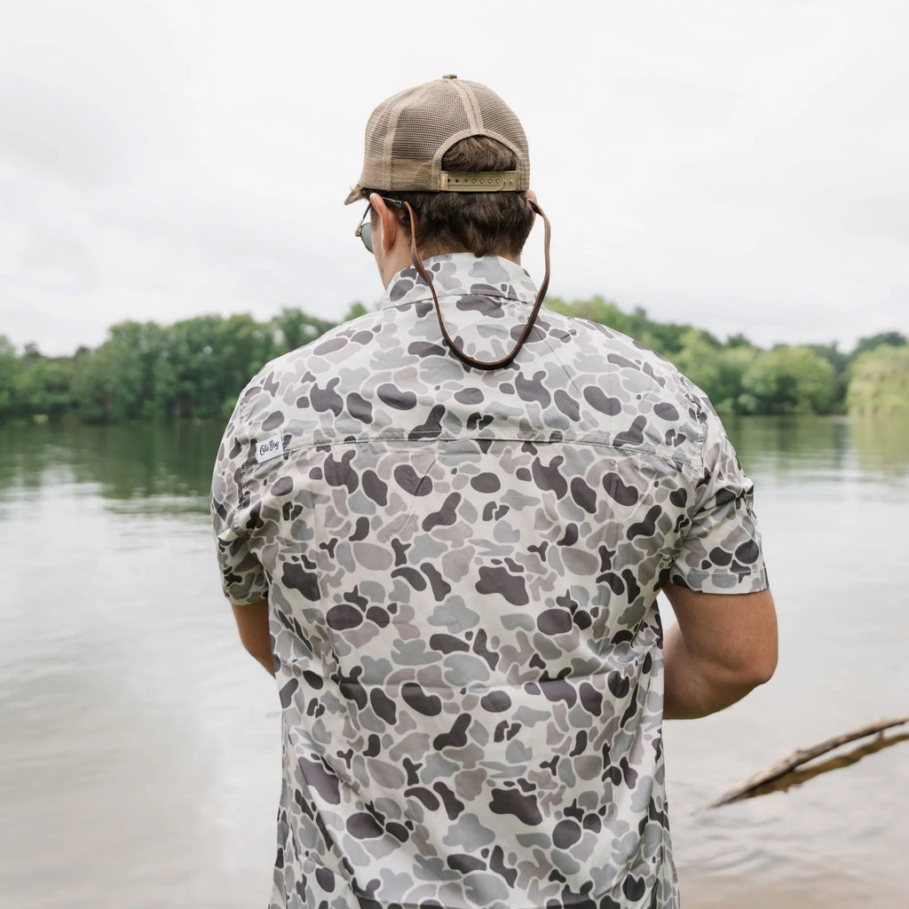 Grey Camo- Performance Button Up Fishing Shirt